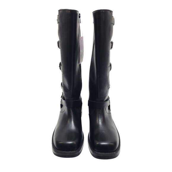 Black Wild Fable Buckle Strap Knee-High Boots Size 10 Womens Faux Leather - Picture 2 of 8